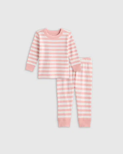 Quince Kids' Long Sleeve And Pants Pajama Set In Pink Stripe