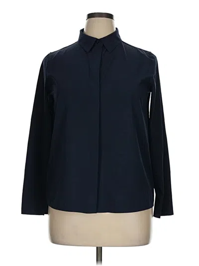 Pre-owned Quince Long Sleeve Blouse In Blue
