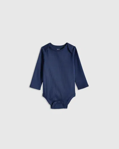 Quince Kids' Long Sleeve Bodysuit In Blue