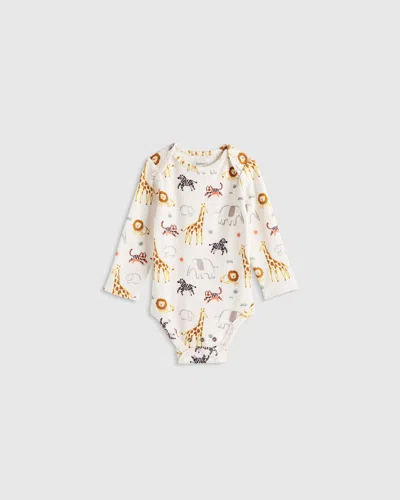 Quince Kids' Long Sleeve Bodysuit In Brown