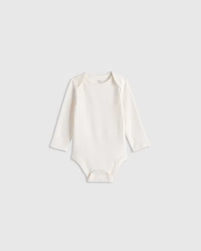 Quince Kids' Long Sleeve Bodysuit In White