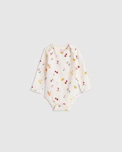 Quince Kids' Long Sleeve Bodysuit In White