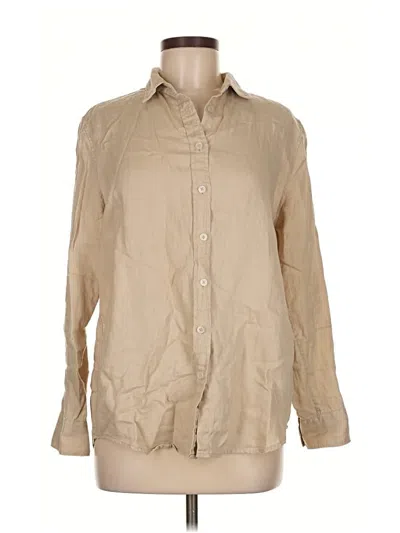 Pre-owned Quince Long Sleeve Button Down Shirt In Brown