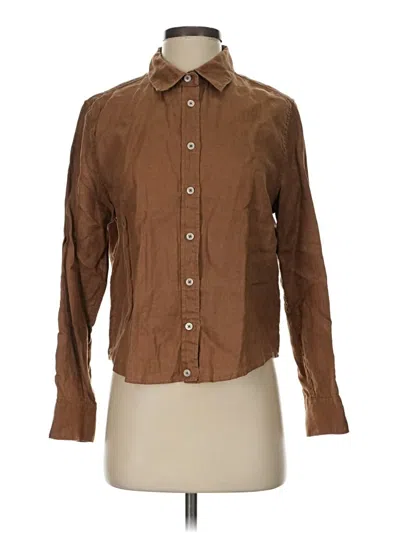 Pre-owned Quince Long Sleeve Button Down Shirt In Brown