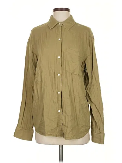 Pre-owned Quince Long Sleeve Button Down Shirt In Green