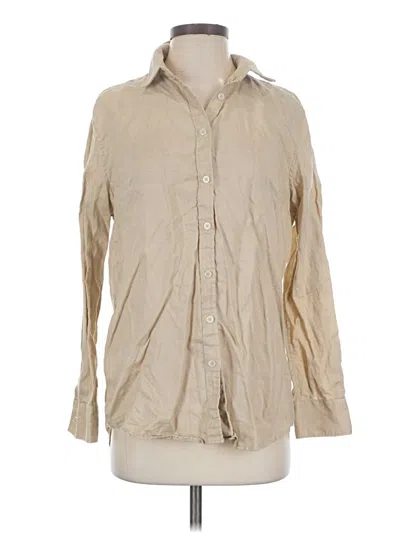 Pre-owned Quince Long Sleeve Button Down Shirt In Tan
