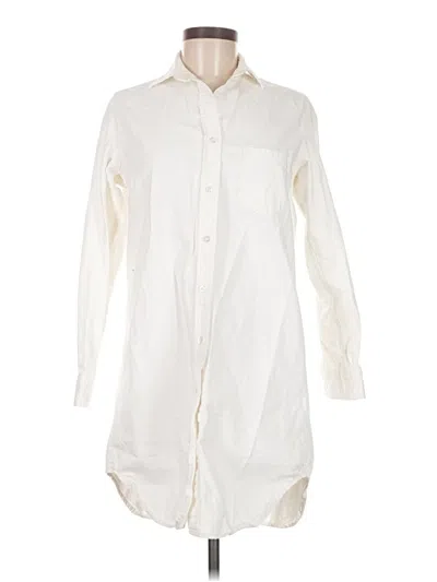 Pre-owned Quince Long Sleeve Button Down Shirt In White