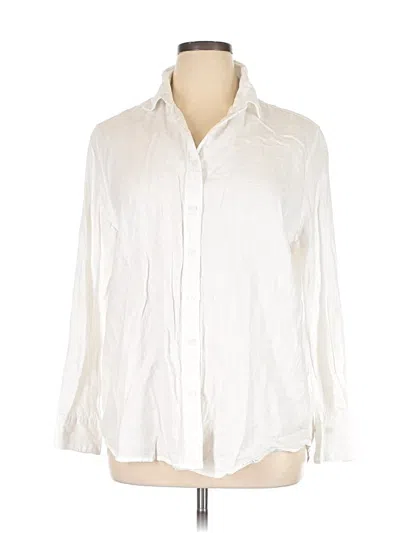 Pre-owned Quince Long Sleeve Button Down Shirt In White