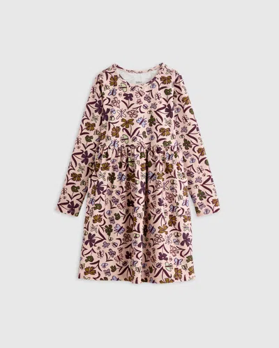 Quince Kids' Long Sleeve Fit And Flare Pocket Dress In Butterfly Floral