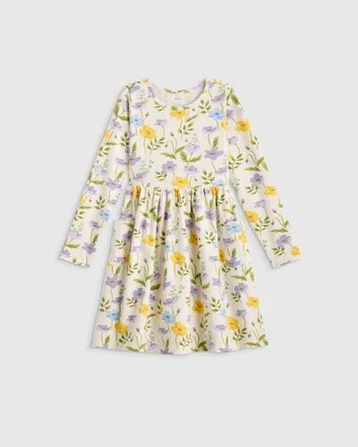 Quince Kids' Long Sleeve Fit And Flare Pocket Dress In Multi