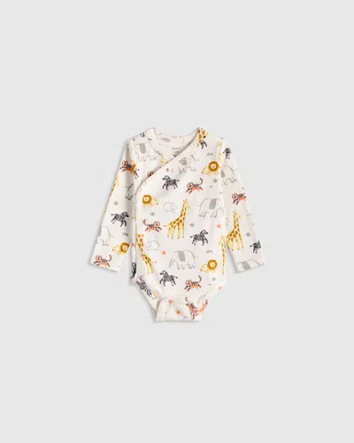 Quince Kids' Long Sleeve Kimono Bodysuit In White