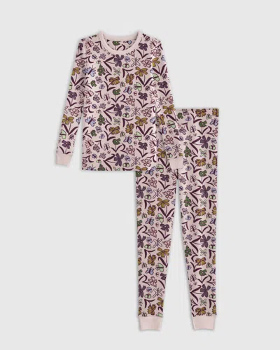 Quince Kids' Long Sleeve Pants Pajama Set In Butterfly Floral