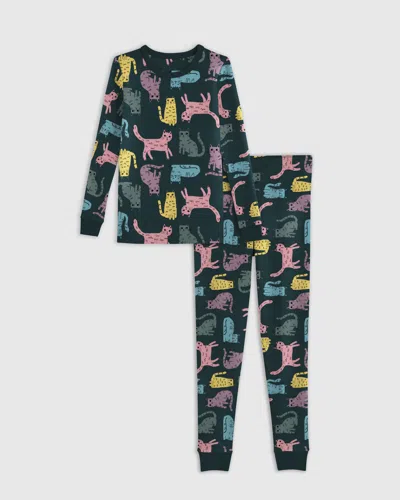 Quince Kids' Long Sleeve Pants Pajama Set In Cats