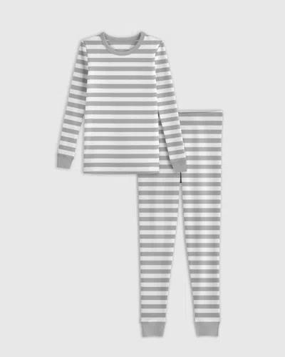 Quince Kids' Long Sleeve Pants Pajama Set In Grey Stripe