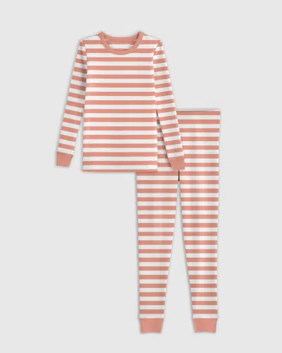 Quince Kids' Long Sleeve Pants Pajama Set In Pink Stripe