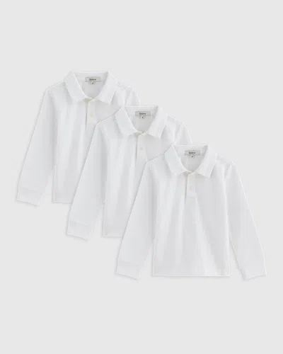 Quince Kids' Long Sleeve Pique Polo 3-pack In White