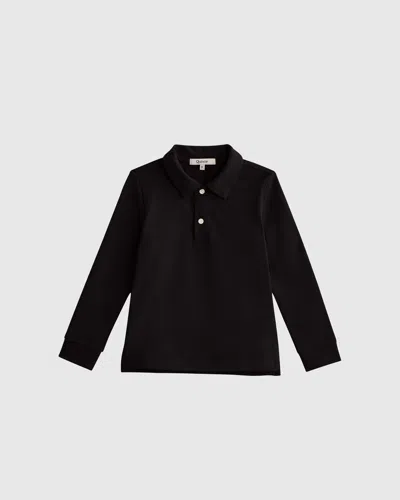 Quince Kids' Long Sleeve Pique Polo In Black