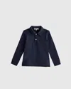 Quince Long Sleeve Pique Polo In Blue