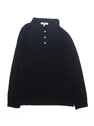 Pre-owned Quince Kids' Long Sleeve Polo Shirt In Black
