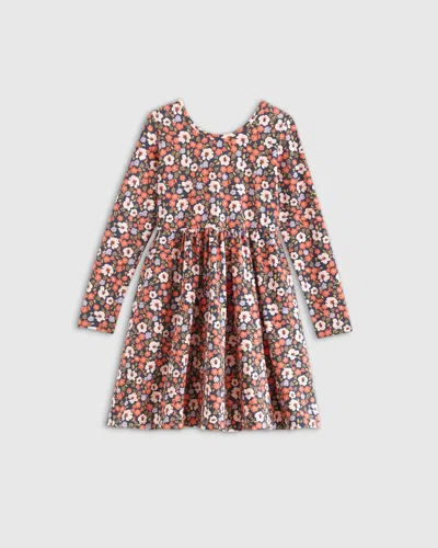 Quince Kids' Long Sleeve Skater Dress In Red