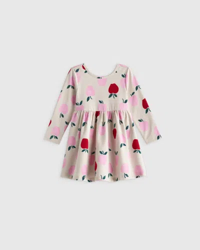 Quince Kids' Long Sleeve Skater Dress In Apple