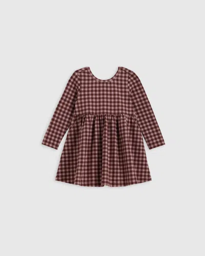 Quince Kids' Long Sleeve Skater Dress In Check