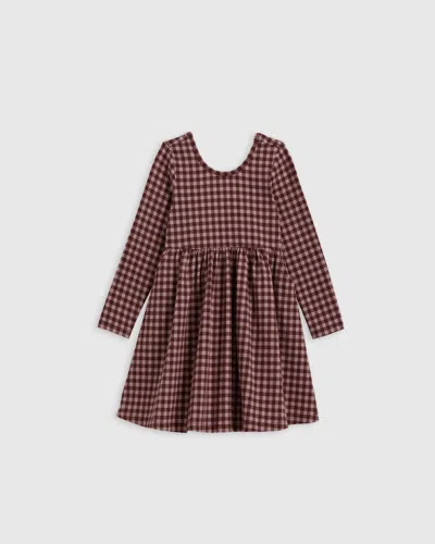Quince Kids' Long Sleeve Skater Dress In Check