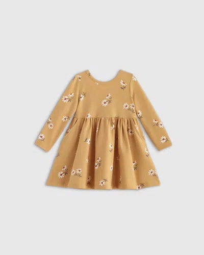 Quince Kids' Long Sleeve Skater Dress In Golden Daisy