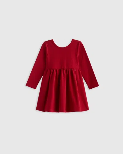 Quince Kids' Long Sleeve Skater Dress In Red