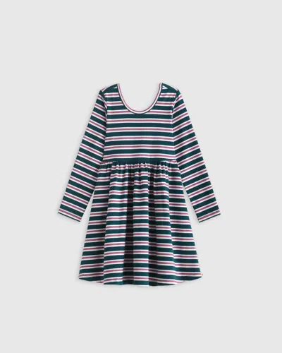 Quince Kids' Long Sleeve Skater Dress In Stripe
