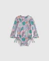 Quince Long Sleeve Tie One-piece Swimsuit In Palms