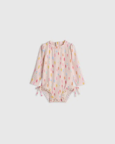 Quince Kids' Long Sleeve Tie One-piece Swimsuit In Popsicles