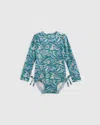 Quince Long Sleeve Tie One-piece Swimsuit In Waves