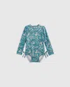 Quince Long Sleeve Tie One-piece Swimsuit In Waves