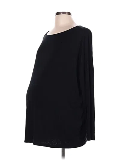 Pre-owned Quince Long Sleeve Top Black Boatneck Tops