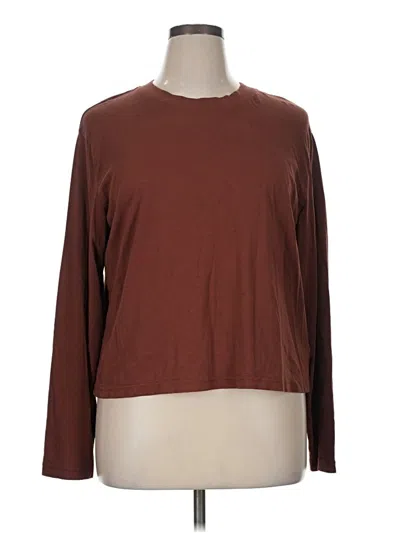 Pre-owned Quince Long Sleeve T-shirt In Brown