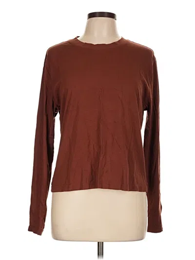 Pre-owned Quince Long Sleeve T-shirt In Brown