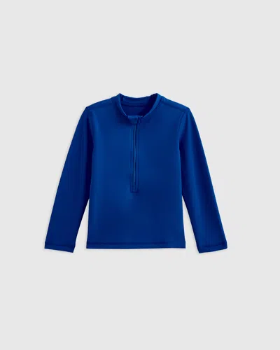 Quince Kids' Long Sleeve Zip-up Rash Guard In Deep Blue