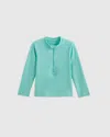 Quince Long Sleeve Zip-up Rash Guard In Frozen Blue