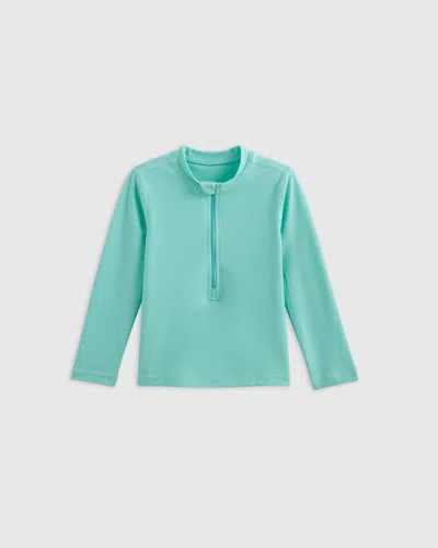 Quince Kids' Long Sleeve Zip-up Rash Guard In Frozen Blue