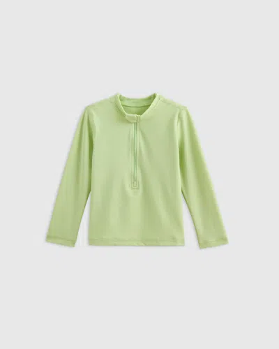 Quince Kids' Long Sleeve Zip-up Rash Guard In Kiwi Green