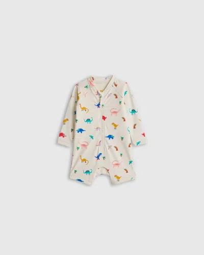 Quince Kids' Long Sleeve Zip-up Rash Guard One-piece In Dinosaurs
