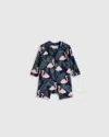 Quince Long Sleeve Zip-up Rash Guard One-piece In Flamingo Palms