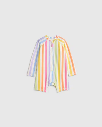 Quince Kids' Long Sleeve Zip-up Rash Guard One-piece In Multi