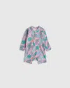 Quince Long Sleeve Zip-up Rash Guard One-piece In Palms