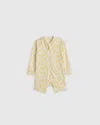 Quince Long Sleeve Zip-up Rash Guard One-piece In Pineapple
