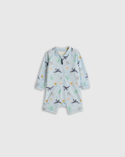 Quince Kids' Long Sleeve Zip-up Rash Guard One-piece In Under The Sea