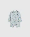 Quince Long Sleeve Zip-up Rash Guard One-piece In Under The Sea