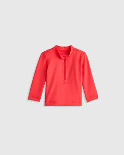 Quince Kids' Long Sleeve Zip-up Rash Guard In Red