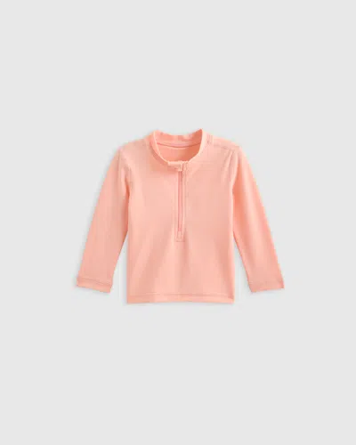 Quince Kids' Long Sleeve Zip-up Rash Guard In Soft Pink